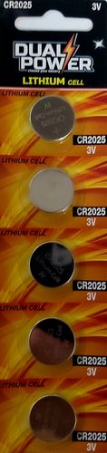 בליסטר CR2025 כפתוריות 5 סוללות ליתיום DUAL POWER