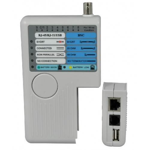 RJ45/RJ11/USB/COAX טסטר לכבלים בודק כבלי רשת