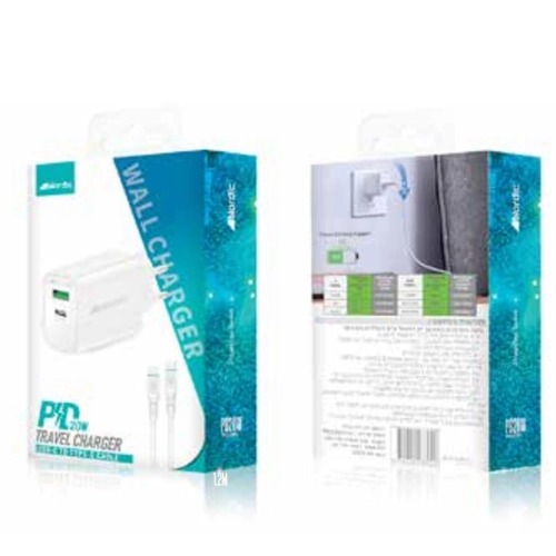 סט הטענה מטען קיר מהיר וכבל PD 20W C TO C