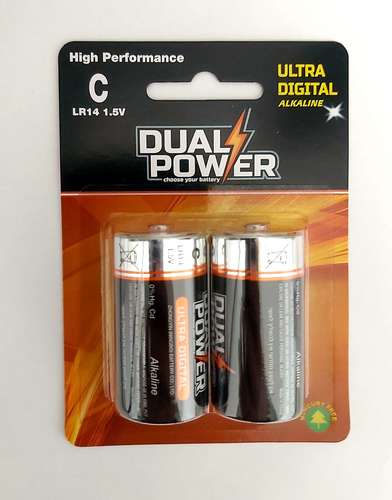בליסטר 2 סוללות DUAL POWER C -LR14
