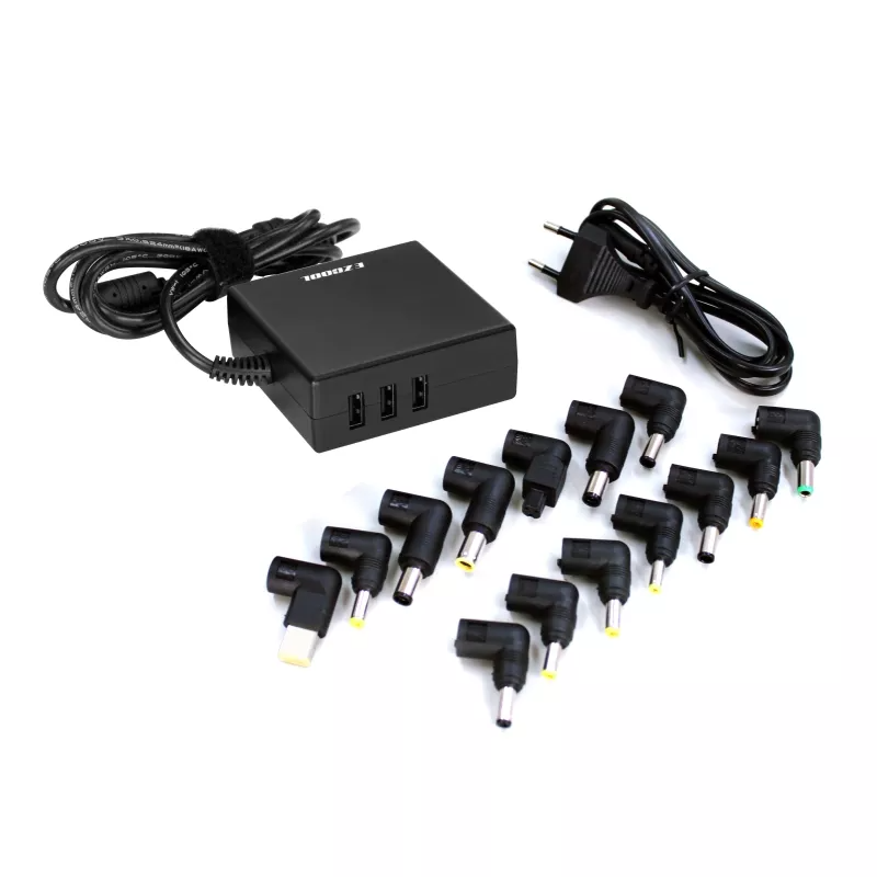 מטען אוניברסלי למחשבים ניידים 90W משולב USB כולל 14 חלקים