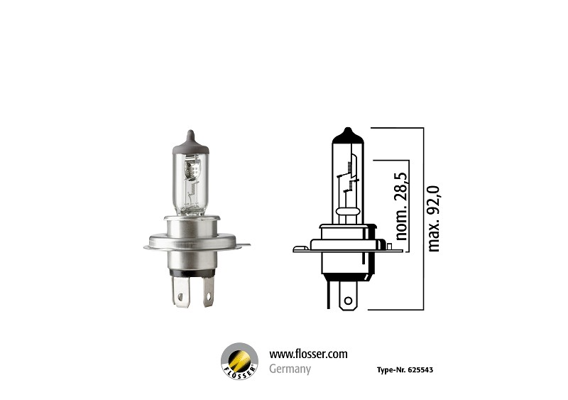 נורה לרכב MEGA QUARTZ PLUS 30% 12V 55/60W H4