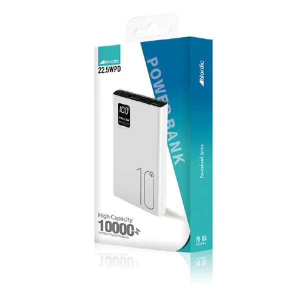 סוללת גיבוי מטען נייד עם צג דיגיטלי נורדיק - 10,000MAH - PD